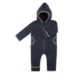 pure pure by BAUER - Bio Baby Fleece Overall mit Kapuze, Wolle, marine