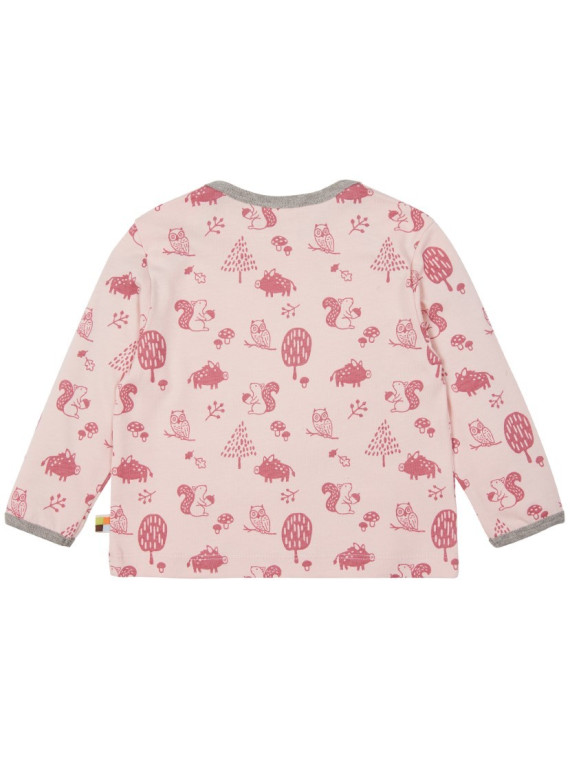 loud + proud - Bio Kinder Langarmshirt mit Waldtiere-Allover, rose