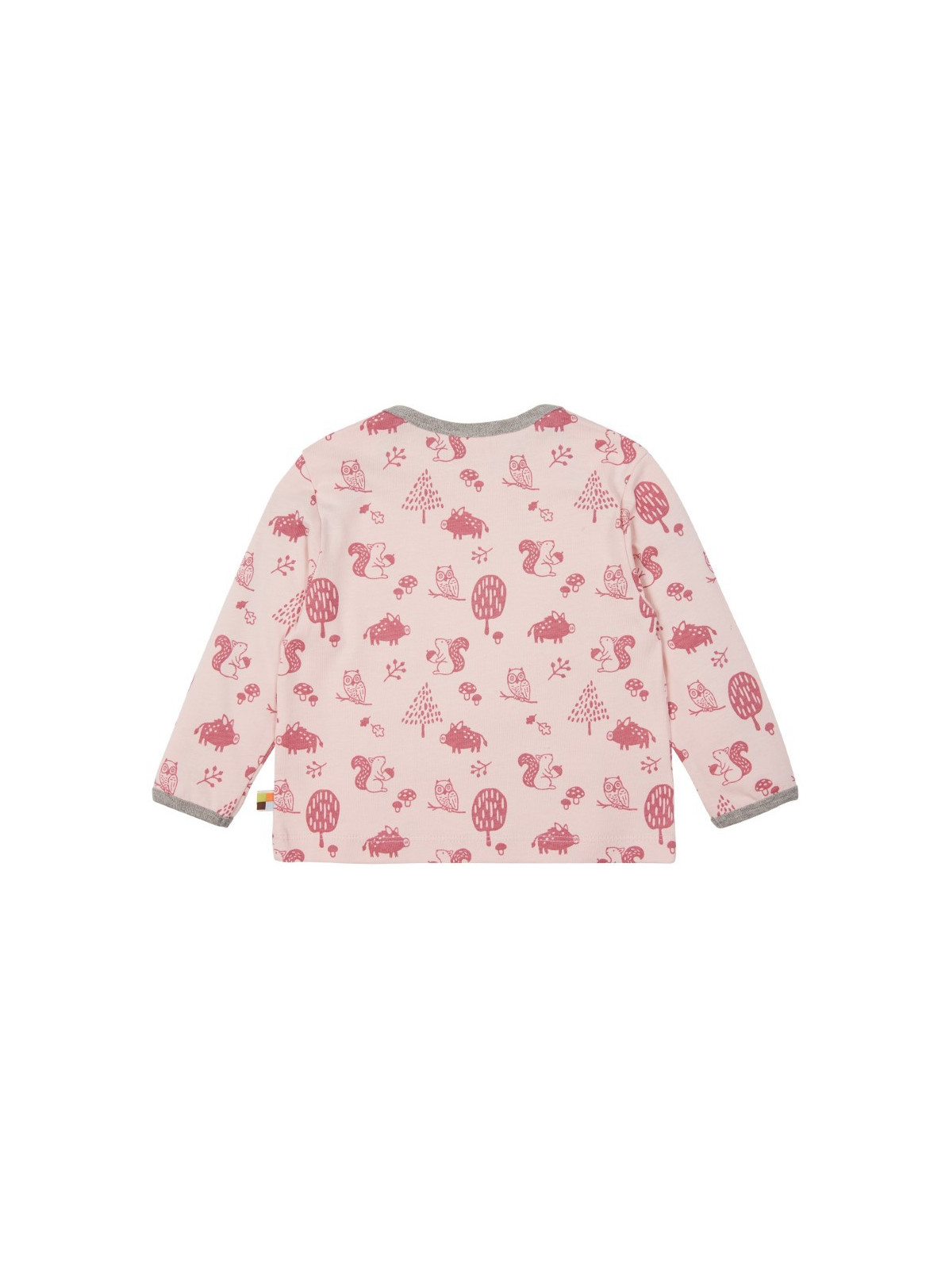 loud + proud - Bio Kinder Langarmshirt mit Waldtiere-Allover, rose