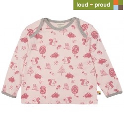 loud + proud - Bio Kinder Langarmshirt mit Waldtiere-Allover, rose