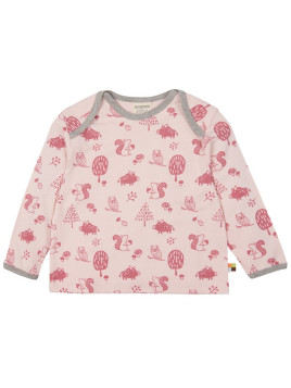 loud + proud - Bio Kinder Langarmshirt mit Waldtiere-Allover, rose