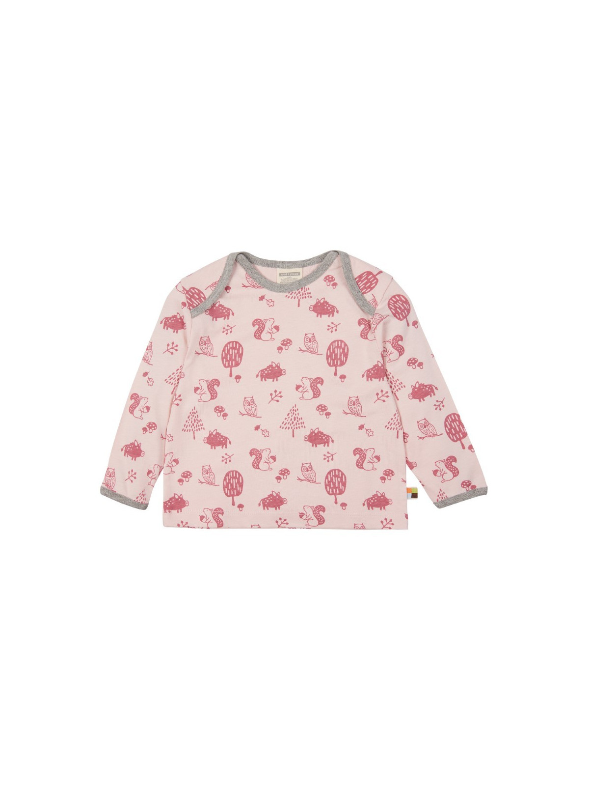 loud + proud - Bio Kinder Langarmshirt mit Waldtiere-Allover, rose