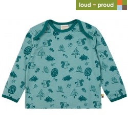 loud + proud - Bio Kinder Langarmshirt mit Waldtiere-Allover, oregano