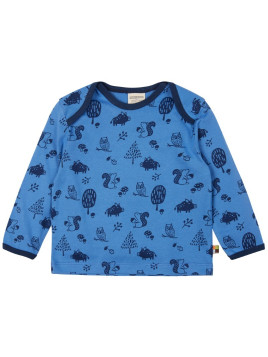 loud + proud - Bio Kinder Langarmshirt mit Waldtiere-Allover, indigo