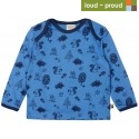 loud + proud - Bio Kinder Langarmshirt mit Waldtiere-Allover, indigo