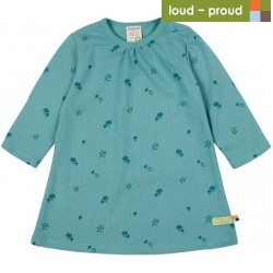 loud + proud - Bio Kinder Strukturjersey Kleid mit Pilz-Allover, oregano