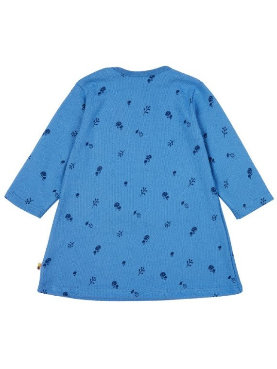 loud + proud - Bio Kinder Strukturjersey Kleid  mit Pilz-Allover, indigo