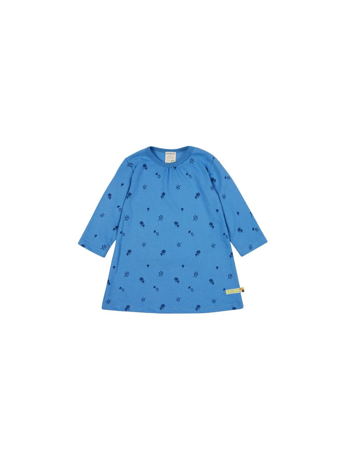 loud + proud - Bio Kinder Strukturjersey Kleid  mit Pilz-Allover, indigo