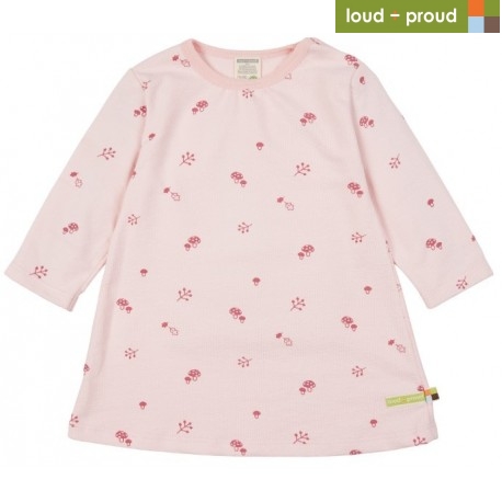 loud + proud - Bio Kinder Strukturjersey Kleid mit Pilz-Allover, rose