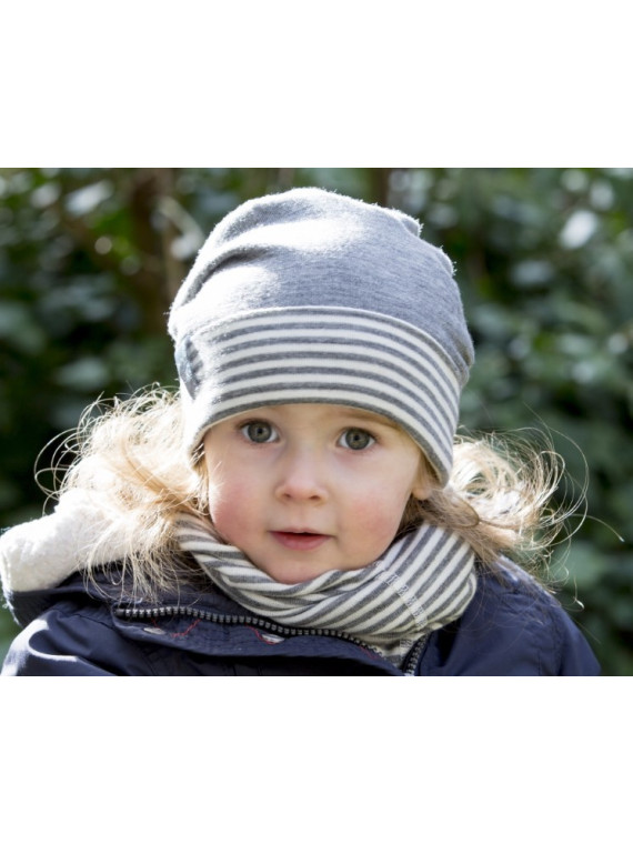 PICKAPOOH - Bio Kinder Mütze "Luca", Wolle/Seide , grau