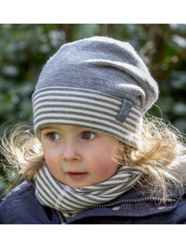 PICKAPOOH - Bio Kinder Mütze "Luca", Wolle/Seide , grau