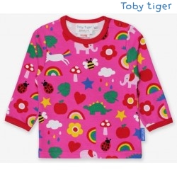 Toby tiger - Bio Kinder Langarmshirt mit Magische Tiere-Allover