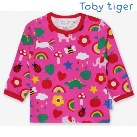 Toby tiger - Bio Kinder Langarmshirt mit Magische Tiere-Allover