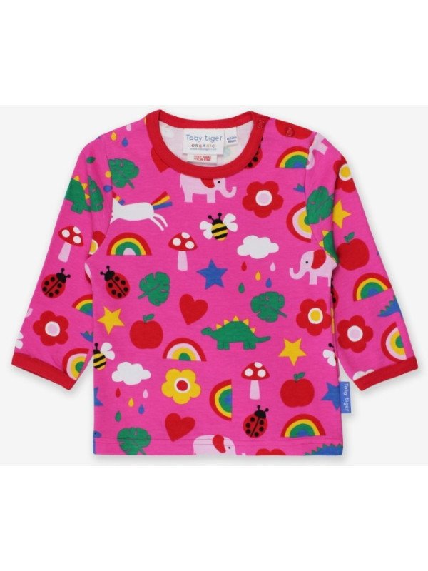 Toby tiger - Bio Kinder Langarmshirt mit Magische Tiere-Allover