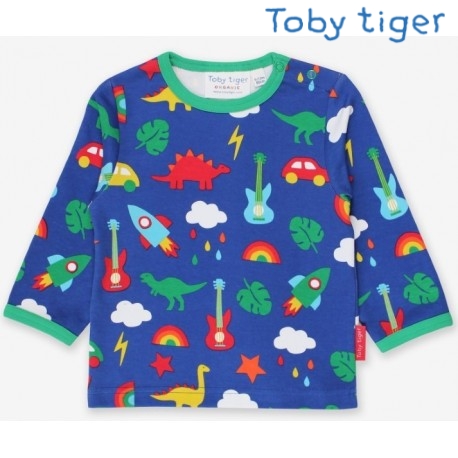 Toby tiger - Bio Kinder Langarmshirt mit Spielzeit-Allover