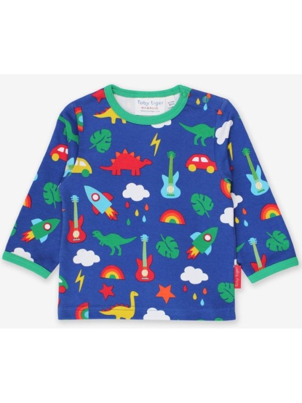 Toby tiger - Bio Kinder Langarmshirt mit Spielzeit-Allover
