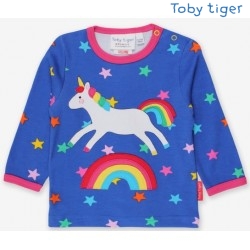 Toby tiger - Bio Kinder Langarmshirt mit Einhorn-Applikation und Sternen