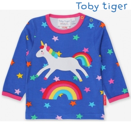 Toby tiger - Bio Kinder Langarmshirt mit Einhorn-Applikation und Sternen