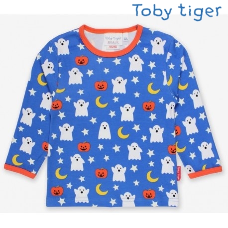 Toby tiger - Bio Kinder Langarmshirt mit Geister-Allover