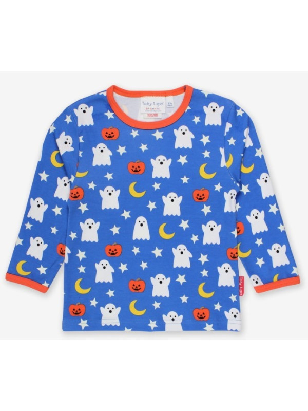 Toby tiger - Bio Kinder Langarmshirt mit Geister-Allover