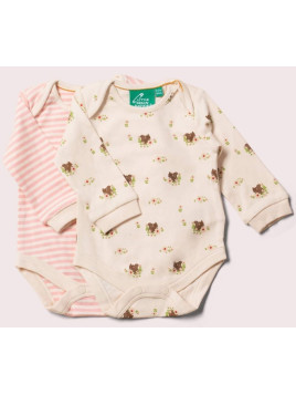 Little Green Radicals - Bio Baby Body langarm Doppelpack mit Eichhörnchen-Allover und Streifen