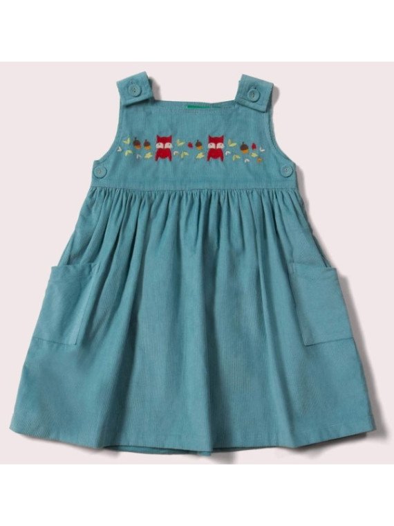 Little Green Radicals - Bio Kinder Cord Kleid mit Fuchs-Stickerei