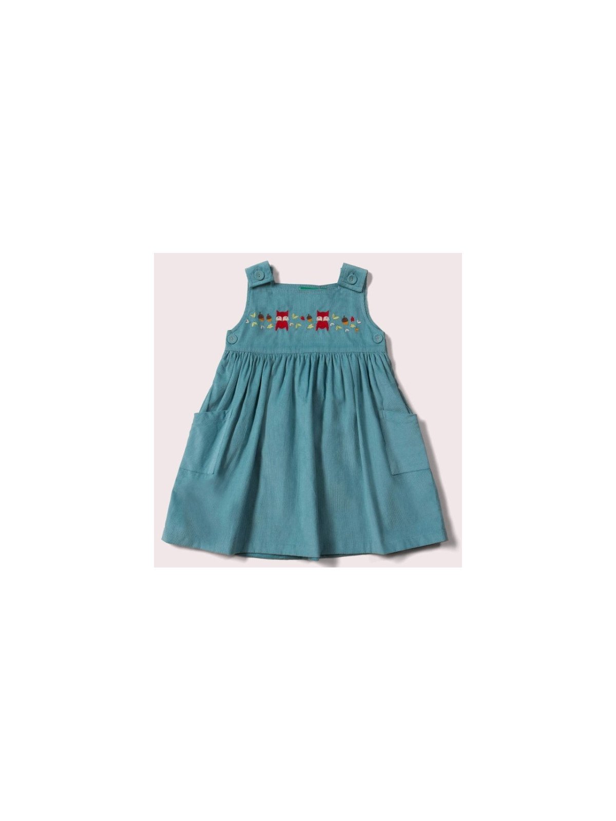 Little Green Radicals - Bio Kinder Cord Kleid mit Fuchs-Stickerei
