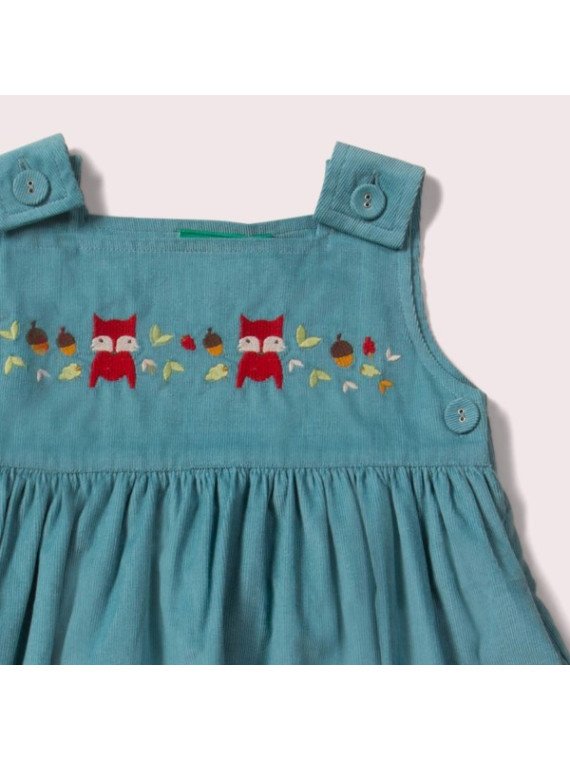 Little Green Radicals - Bio Kinder Cord Kleid mit Fuchs-Stickerei