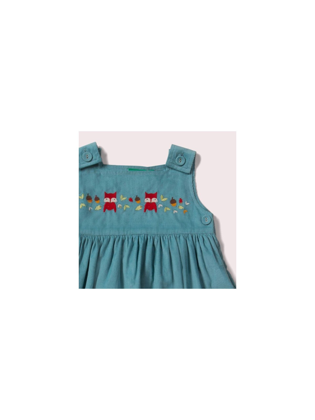 Little Green Radicals - Bio Kinder Cord Kleid mit Fuchs-Stickerei