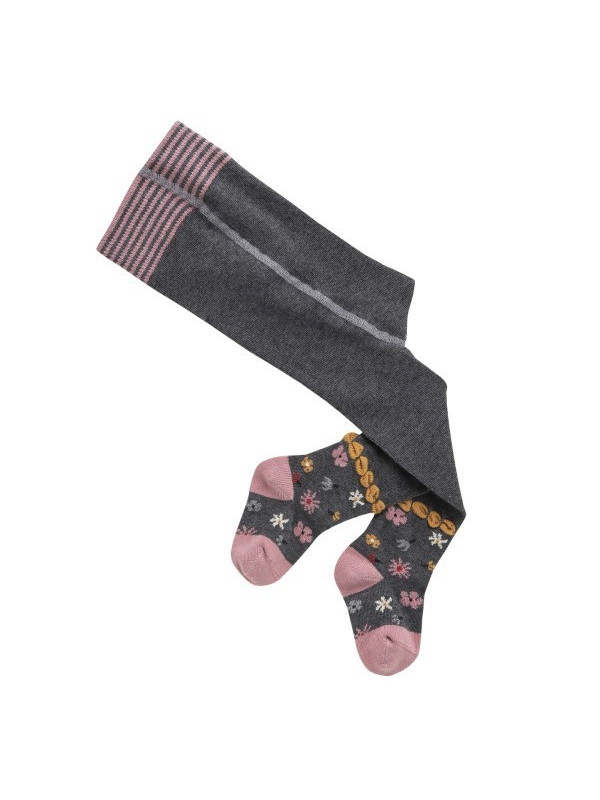 People Wear Organic - Bio Baby Strumpfhose mit Blumen-Muster und Schleifchen