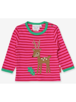 Toby tiger - Bio Kinder Langarmshirt mit Rehkitz-Applikation
