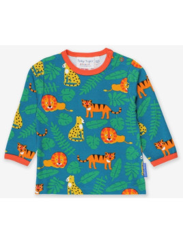 Toby tiger - Bio Kinder Langarmshirt mit Wildkatzen-Allover