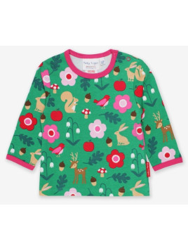 Toby tiger - Bio Kinder Langarmshirt mit Waldtiere-Allover