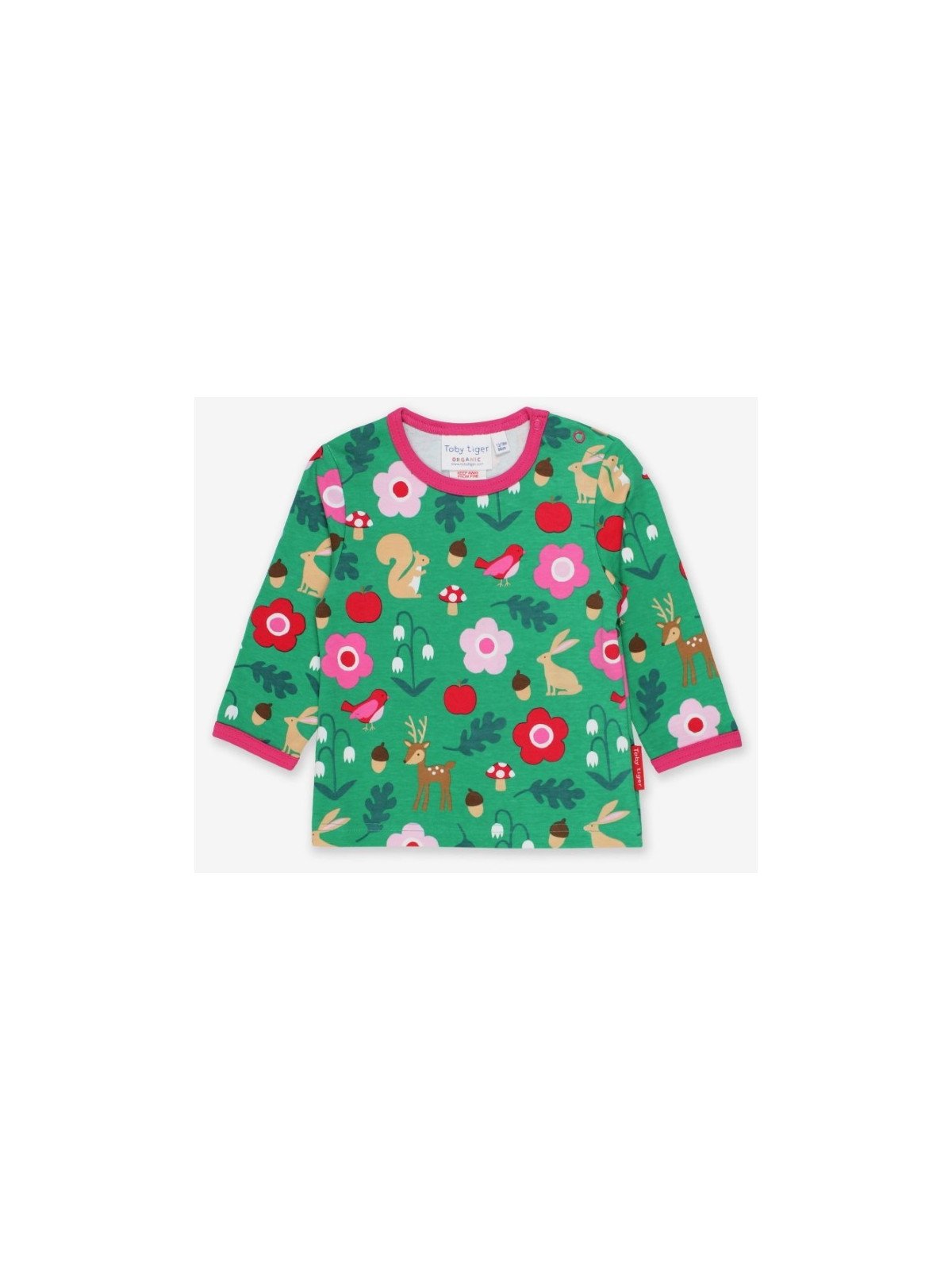 Toby tiger - Bio Kinder Langarmshirt mit Waldtiere-Allover