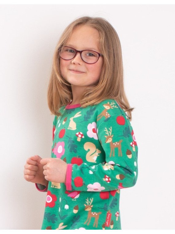 Toby tiger - Bio Kinder Langarmshirt mit Waldtiere-Allover