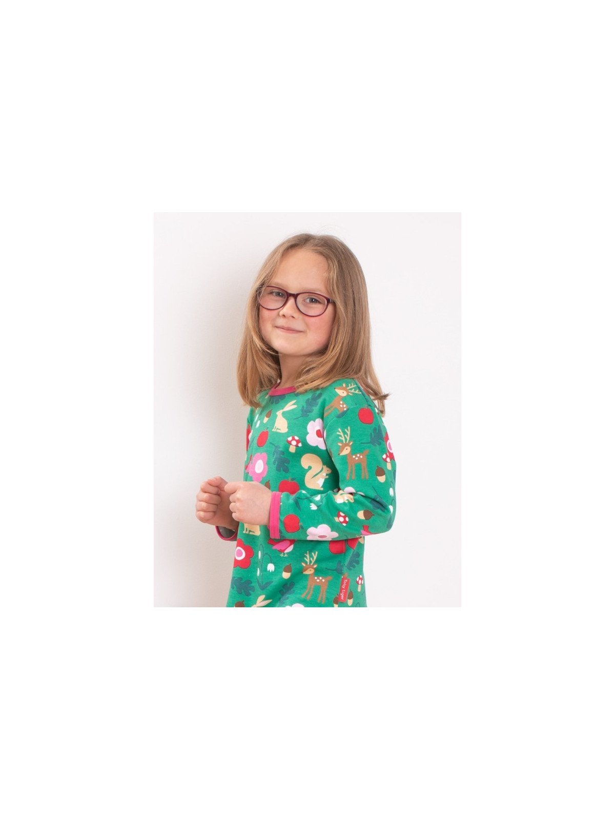 Toby tiger - Bio Kinder Langarmshirt mit Waldtiere-Allover