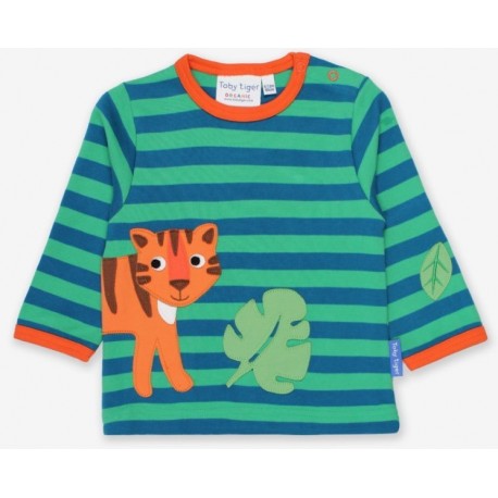 Toby tiger - Bio Kinder Langarmshirt mit Tiger-Applikation und Streifen