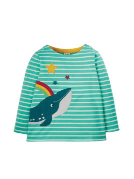 frugi - Bio Kinder Langarmshirt "Alana" mit Wal-Applikation und Streifen