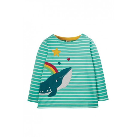 frugi - Bio Kinder Langarmshirt "Alana" mit Wal-Applikation und Streifen