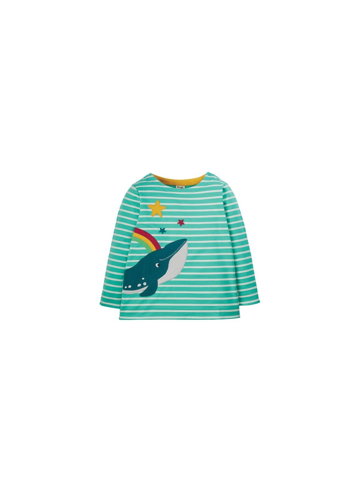 frugi - Bio Kinder Langarmshirt "Alana" mit Wal-Applikation und Streifen