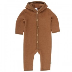 Fred`s World by Green Cotton - Bio Baby Fleece Overall mit Kapuze, Wolle, braun