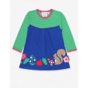 Toby tiger - Bio Kinder Jersey Kleid mit Waldtieren-Applikationen und Streifen