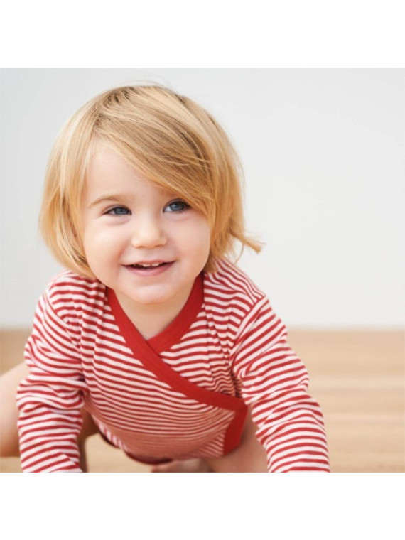 LIVING CRAFTS - Bio Baby Wickelbody gestreift, rot