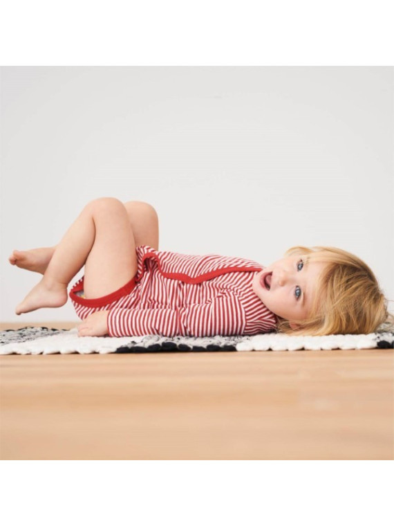 LIVING CRAFTS - Bio Baby Wickelbody gestreift, rot