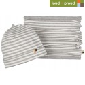 loud + proud - Bio Kinder Set Jersey Mütze und Schlauchschal mit Streifen, grau