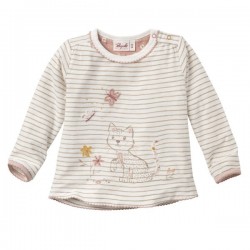 People Wear Organic - Bio Baby Langarmshirt mit Katzen-Applikation und Streifen