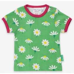 Toby tiger - Bio Kinder T-Shirt mit Gänseblümchen-Allover, grün