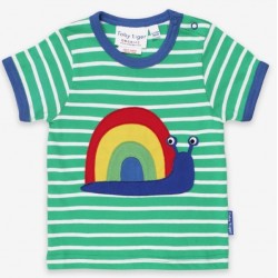 Toby tiger - Bio Kinder T-Shirt mit Schnecken-Applikation und Streifen