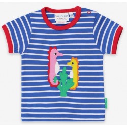 Toby tiger - Bio Kinder T-Shirt mit Seepferdchen-Applikation und Streifen