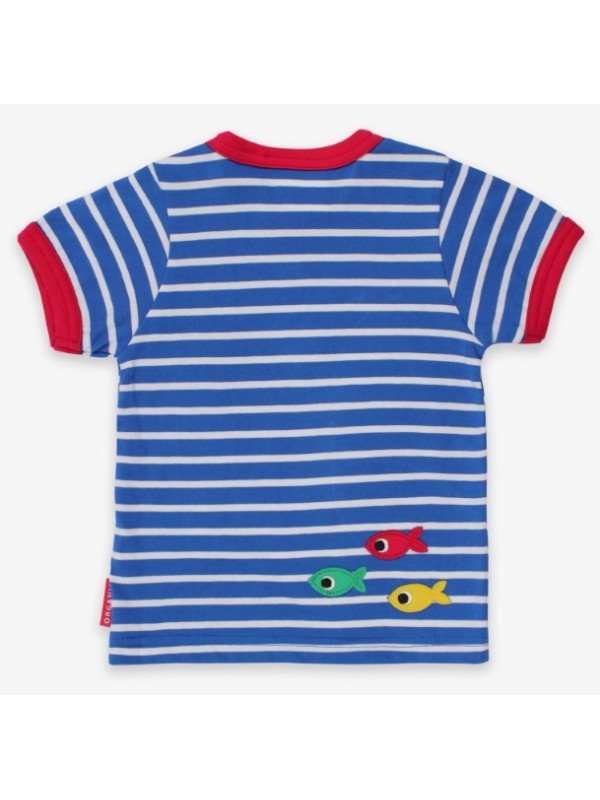 Toby tiger - Bio Kinder T-Shirt mit Krabben-Applikation und Streifen